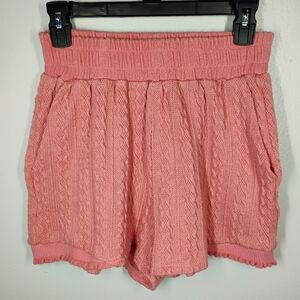 On Twelfth Ribbed Knit Pink‎ Pull On Shorts Coquette Pockets Size Medium